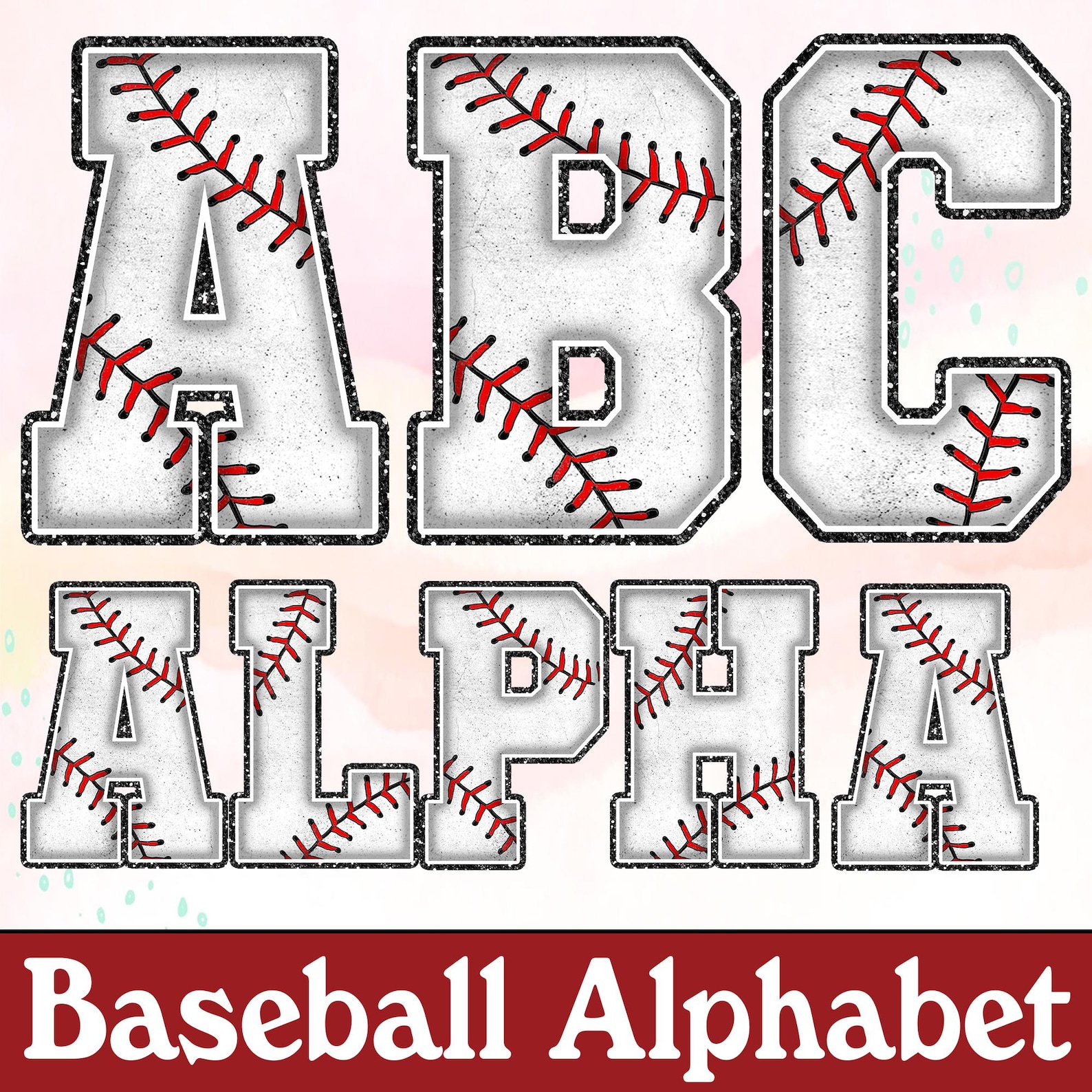 Baseball Stitch Alphabet PNG, Varsity Letters Digital Font, Sports ...