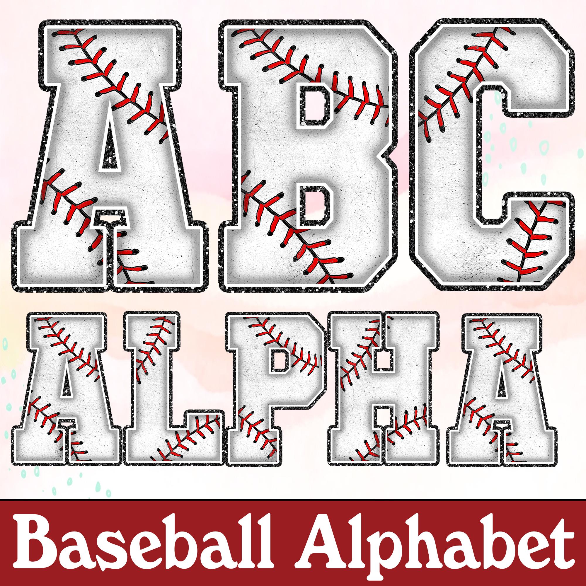 Baseball Ribbon Lettering Baseball Stitch Alphabet PNG, Varsity Letters Digital Font, Sports ...