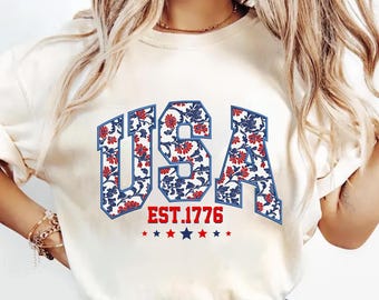 USA Est 1776 PNG, Floral Patriotic Sublimation Design, 4th of July Vintage USA Shirt Graphic, America Coquette Png, Patriotic Png, Girly png