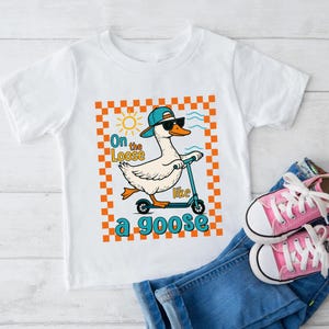 Funny Goose On Scooter PNG, On The Loose Like A Goose Sublimation Design, Summer Duck Clipart Digital Download, Cool Animal Shirt PNG