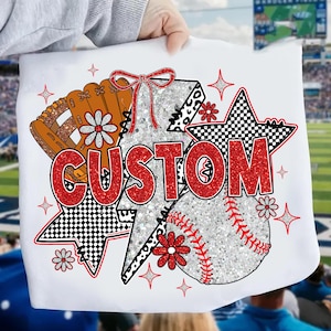 Glitter Baseball PNG, Custom Baseball PNG, Coquette Baseball Png, Baseball Game Day PNG, Baseball Team Design, Trendy Sport Sublimation
