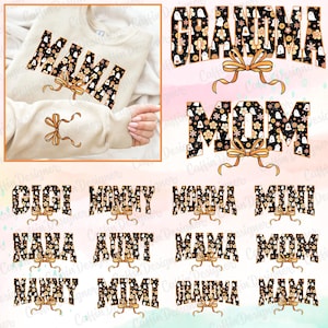 Pacote de PNG de Mãe de Halloween, Coquete Assustadora PNG, Letras Florais Fantasmas Fofas PNG para Camisetas de Mãe | Design de Sublimação Combinando com a Família no Outono