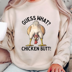Guess What? Chicken Butt! Funny Png – Hilarious Chicken Humor Png for Adults and Kids. Perfect for Laughter & Casual Wear!