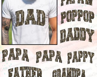 Camo Father’s Day PNG Bundle, Dad Camouflage Png, Dad Camo Png, Retro Daddy Png, Father&#39;s Day Gift, Dad Shirt Design, Digital download