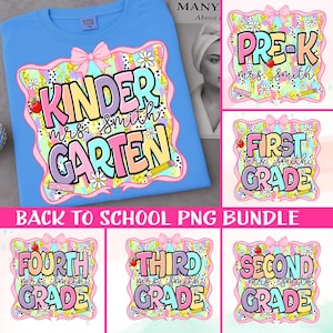 Preppy Back To School PNG Bundle, Coquette School First Day, Teacher PNG, Girly Png, Preppy School Png, All Grades, Shabby, Glitter Png