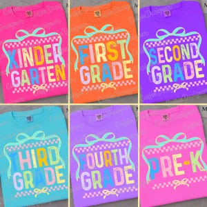 Preppy Back to School Bundle PNG, Coquette Teacher First Day of School Shirt Design, Girly Checkered Sublimation, Pre-k 1st/2nd/3rd Grade