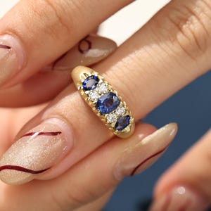 Cornflower Blue Sapphire Ring, Handmade Brushed Gold Ring, 18k Solid Gold, Statement Ring For Women, Unique Engagement Ring, Gift For Her