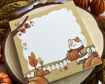 Cat Pumpkin Patch Notepad: Autumn Harvest Memo Pad (3" x 3")