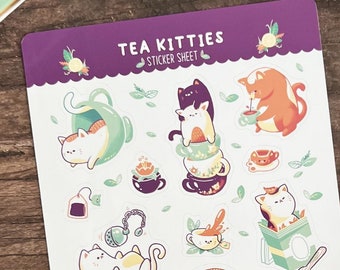 Tea Kitties Kiss Cut Sticker Sheet