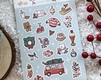 Winter Vibes Cozy Cat and Frog Sticker Sheet