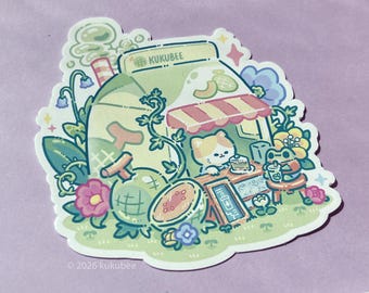 Springtime Melon Drink Cat and Frog Bakery Vinyl Sticker