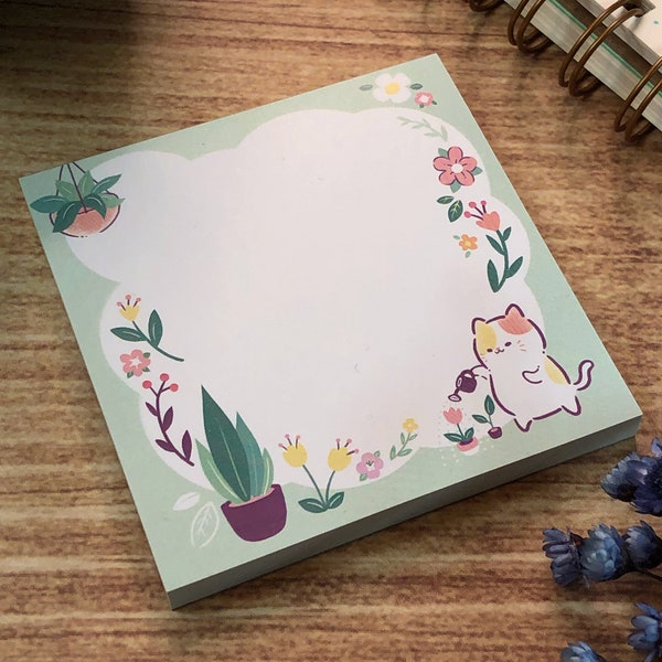 Cute House Plant Cat Notepad Memo
