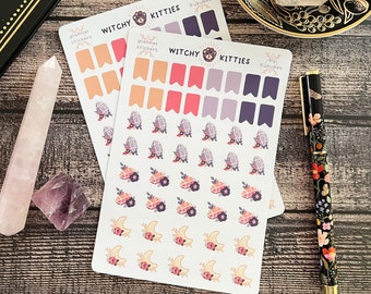 Witchy Planner Sticker Flags - White Matte Kiss Cut Stickers - Magical Icon Bullet Journal Calendar Stickers