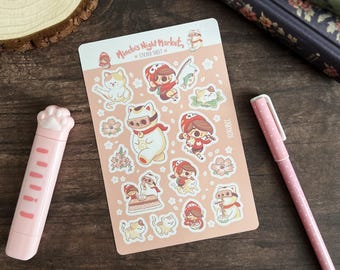 Mineko's Night Market kiss cut sticker sheet