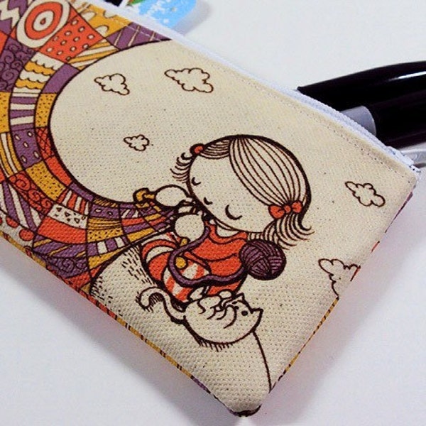 Knitting Girl Zipper Pouch