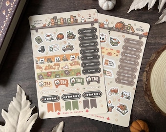 Cat Ghost Reading Planner Stickers
