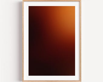 Póster abstracto con degradado cálido / Arte mural rojo anaranjado / Lámina decorativa minimalista para el hogar / Decoración acogedora de otoño