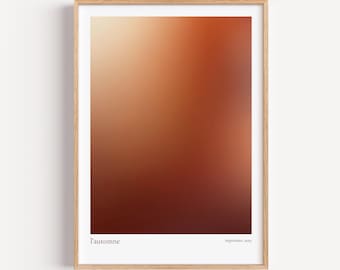 Póster abstracto con degradado cálido / Arte mural rojo anaranjado / Lámina decorativa minimalista para el hogar / Decoración acogedora de otoño