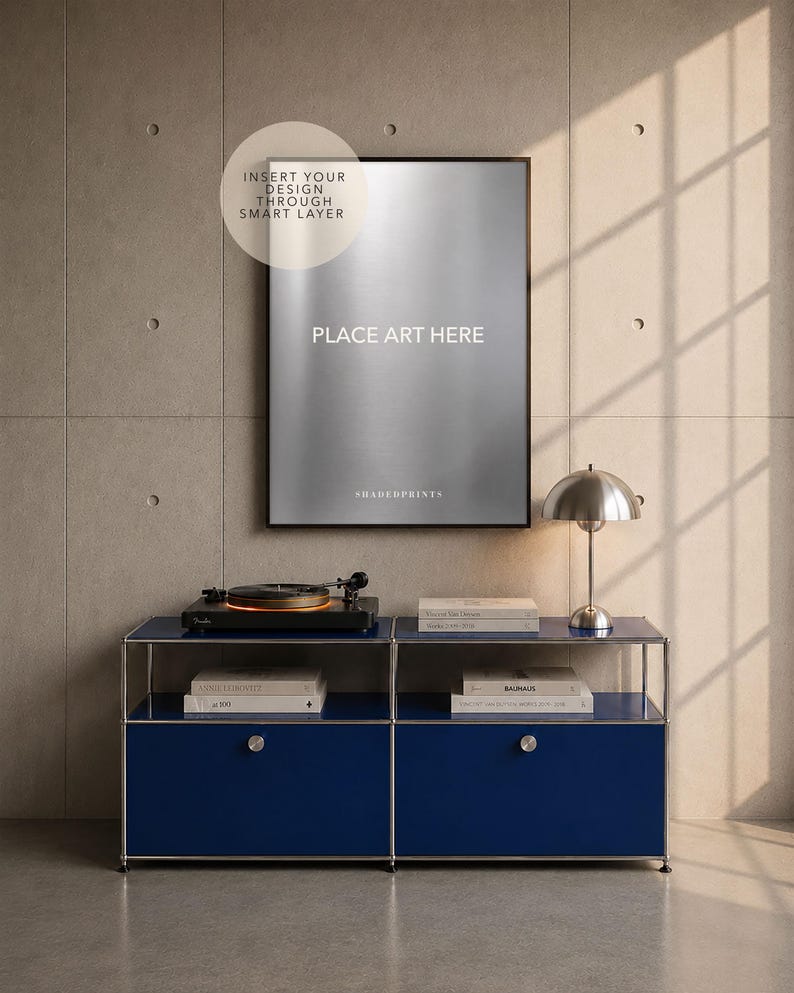 Concrete Wall Poster Mockup, Modern Minimal Living Room Interior ...