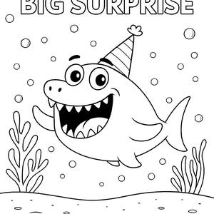 Bloop Big Surprise - Underwater Sea Monster Coloring Pages for Kids – Printable Ocean-Themed Activity – Instant Digital Download