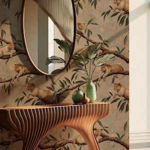 Wild Leopard Themed Peel and Stick WallPaper For Chic Designs | Exotic Jungle WallPaper | Removable WallPaper|Nature Inspired Luxury Design|