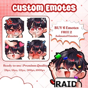 Emote personalizzate di Twitch o emote di calcio, emote anime, emote carine chibi di Vtuber, emote animate per il tuo Discord, Youtube, Facebook, Twitch