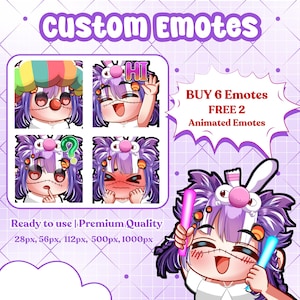 Benutzerdefinierte Twitch Emotes oder Kick Emotes, Anime Emotes, animierte Emotes für Ihre Twitch, Discord, Youtube, Facebook, Vtuber Cute Chibi Emotes