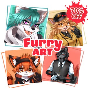 Rysunek postaci z anime Furry na zamówienie, Furry Art, Anthro, Furry Avatar, Furry PFP, Furry Base, Furry Icon, Fursona, Furry