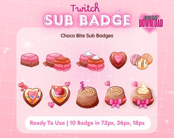Cute Chocolate Sub Badges – Cute Twitch Tier Badges, Sweet Candy-Inspired Subscriber / Kawaii Chocolate Twitch Badges / Channel Points