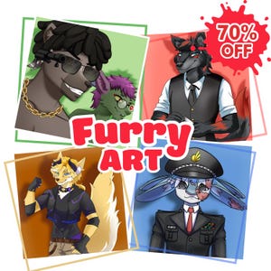 Rysunek postaci z anime Furry Commission, Fursona, Furry Headshot, Anthro, Furry Avatar, Furry Icon, Furry Art, Furry PFP, Furry Base