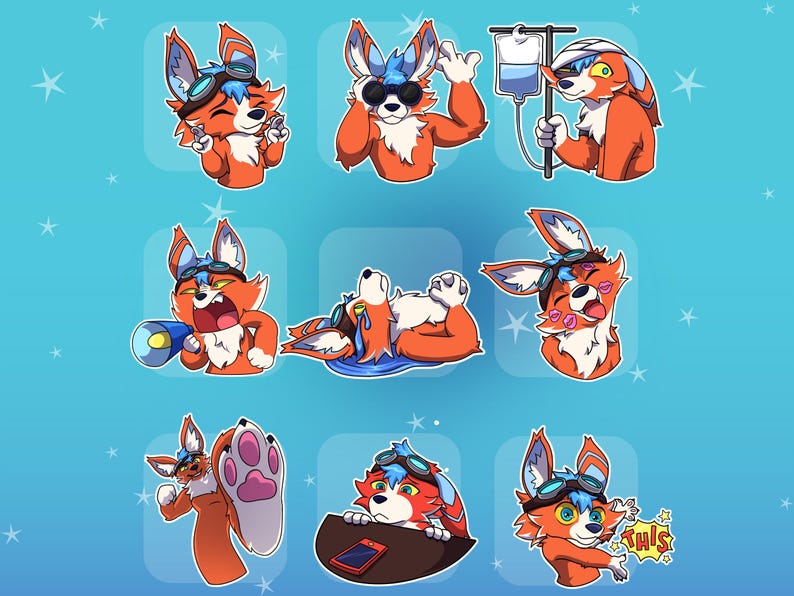 Custom Drawing Furry Character, Furry Stickers, Furry Digital Stickers, Fursona, Anthro, Furry Telegram Stickers, Furry Discord Stickers, Custom Furry Stickers, Furry Commission, furry art,  furry emotes digital stickers fursona, Furry Emotes