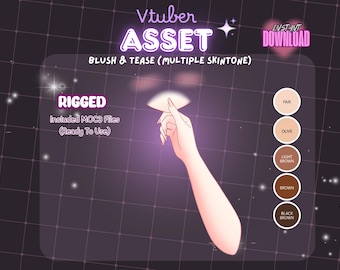 VTuber Asset | Custom Blush and Tease Overlay | Adjustable Skin Tone and Blush Intensity | VTuber Makeup | Live2D Expression Addon