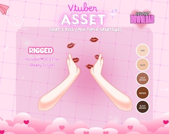 VTuber Asset | Rigged Hand Chat’s Kiss Interaction | Animated Valentine Love Prop | Live2D Item | VTuber Accessory