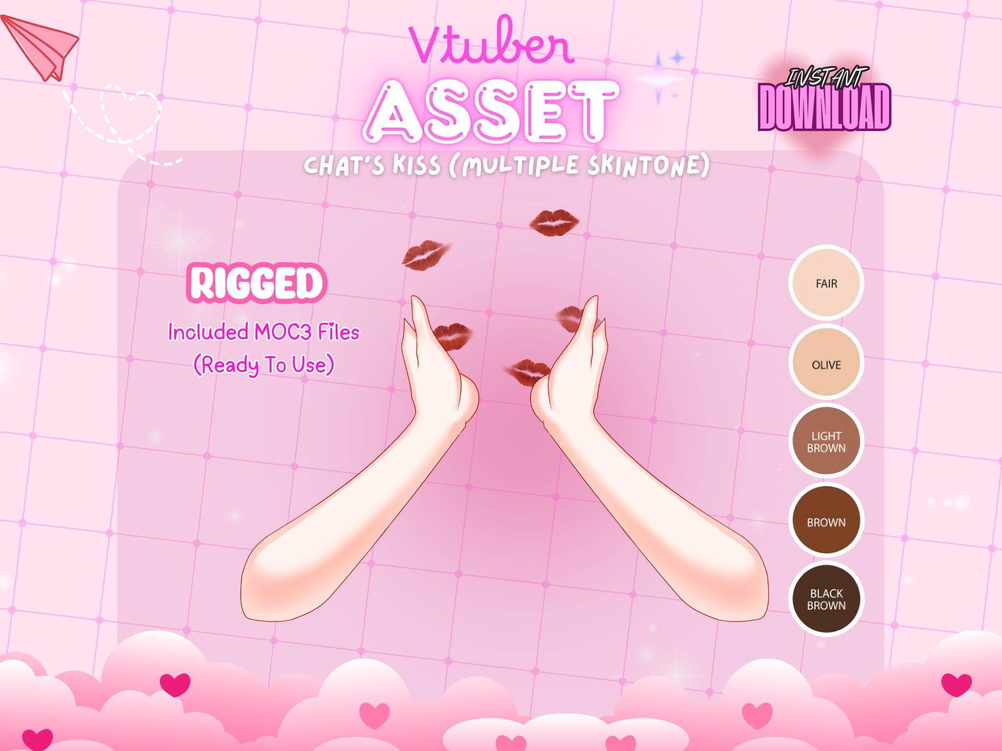 VTuber Asset | Rigged Hand Chat’s Kiss Interaction | Animated Valentine Love Prop | Live2D Item | VTuber Accessory