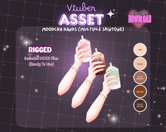 VTuber Asset | Holding Drink Hand | Animated Boba / Coffee Pose | Vtuber Rigged Hand Asset | Cozy Stream Item