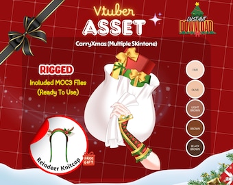 VTuber Asset | Rigged Hand Holding Christmas Gift Bag | Animated Holiday Prop | Live2D Accessory | VTuber Streaming Item
