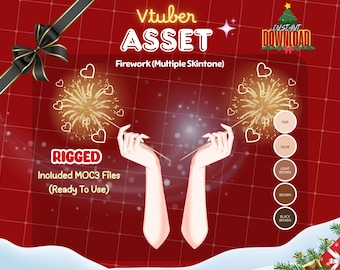 VTuber Asset | Rigged Hand Holding Firework | Animated New Year Celebration Prop | Live2D Party Accessory | VTuber Item