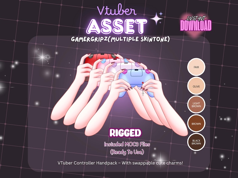Vtuber Asset | Gaming Hand Rigged | Holding Controller Pose | Vtuber ...