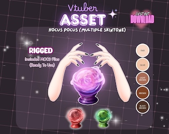 VTuber Asset | Rigged Hand Fortune Telling Crystal Ball | Animated Magic Prop | Live2D Halloween Item | VTuber Streaming Accessory