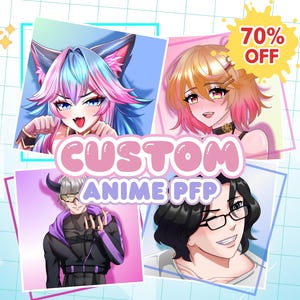 Custom PFP, PFP Anime Original Character For Profile Picture, Custom Drawing Anime Commission, Vtuber, Social Media, Anime Couple, Twitch