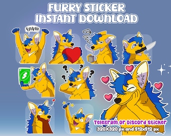 Stickers de Telegram - Stickers digitales personalizados para Telegram, emoticonos furry, stickers de Discord, stickers digitales fursona, stickers furry para Telegram