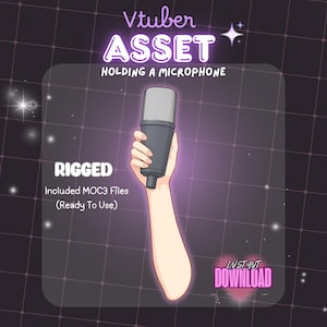 Vtuber Asset | Animated Hold Microphone Hand Asset | Vtuber Items | Rigged Hold Microphone Hand