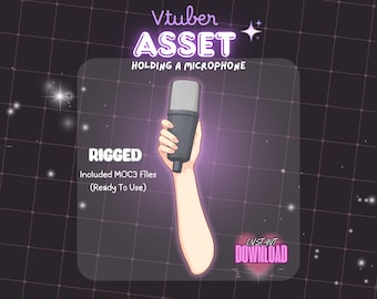Vtuber Asset | Animated Hold Microphone Hand Asset | Vtuber Items | Rigged Hold Microphone Hand
