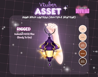 VTuber Asset | Rigged Hand Holding Lantern | Animated Spooky Light Prop | Live2D Halloween Item | VTuber Streaming Accessory