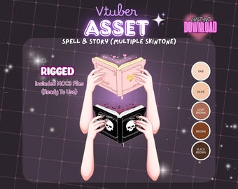 VTuber Asset | Rigged Hand Holding Book | Spellbook & Storybook Themes | Animated Reading Prop | Live2D VTuber Item for VTube Studio