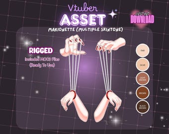 VTuber Asset | Rigged Marionette Puppet Hand | Animated String-Controlled VTuber Prop | Live2D Item for Puppet Stream Style