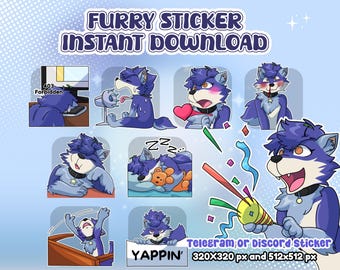 telegram stickers - Furry emotes digital stickers fursona, Stickers Furry for Telegram, Discord Sticker,  Telegram Digital Sticker