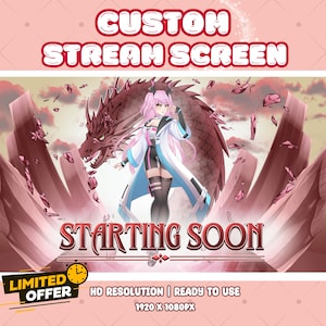 Custom Animated Stream Screen / Twitch Overlay Package / Starting Soon / Be Right Back / Ended Screens / Overlay for your Twitch or Youtube