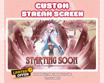 Custom Animated Stream Screen / Twitch Overlay Package / Starting Soon / Be Right Back / Ended Screens / Overlay for your Twitch or Youtube