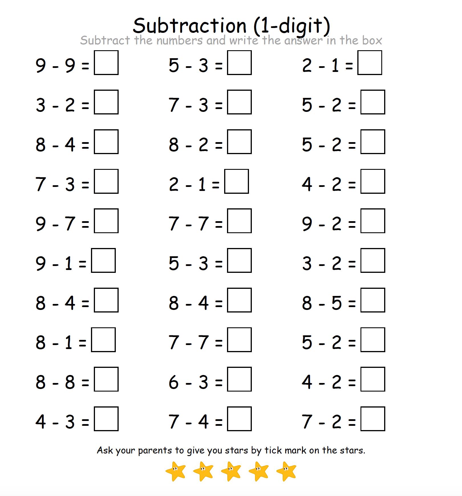 150 Printable Subtraction fill in the blanks worksheet for Kindergarten, Grade 1 and Grade 2. Math Subtraction Worksheets.